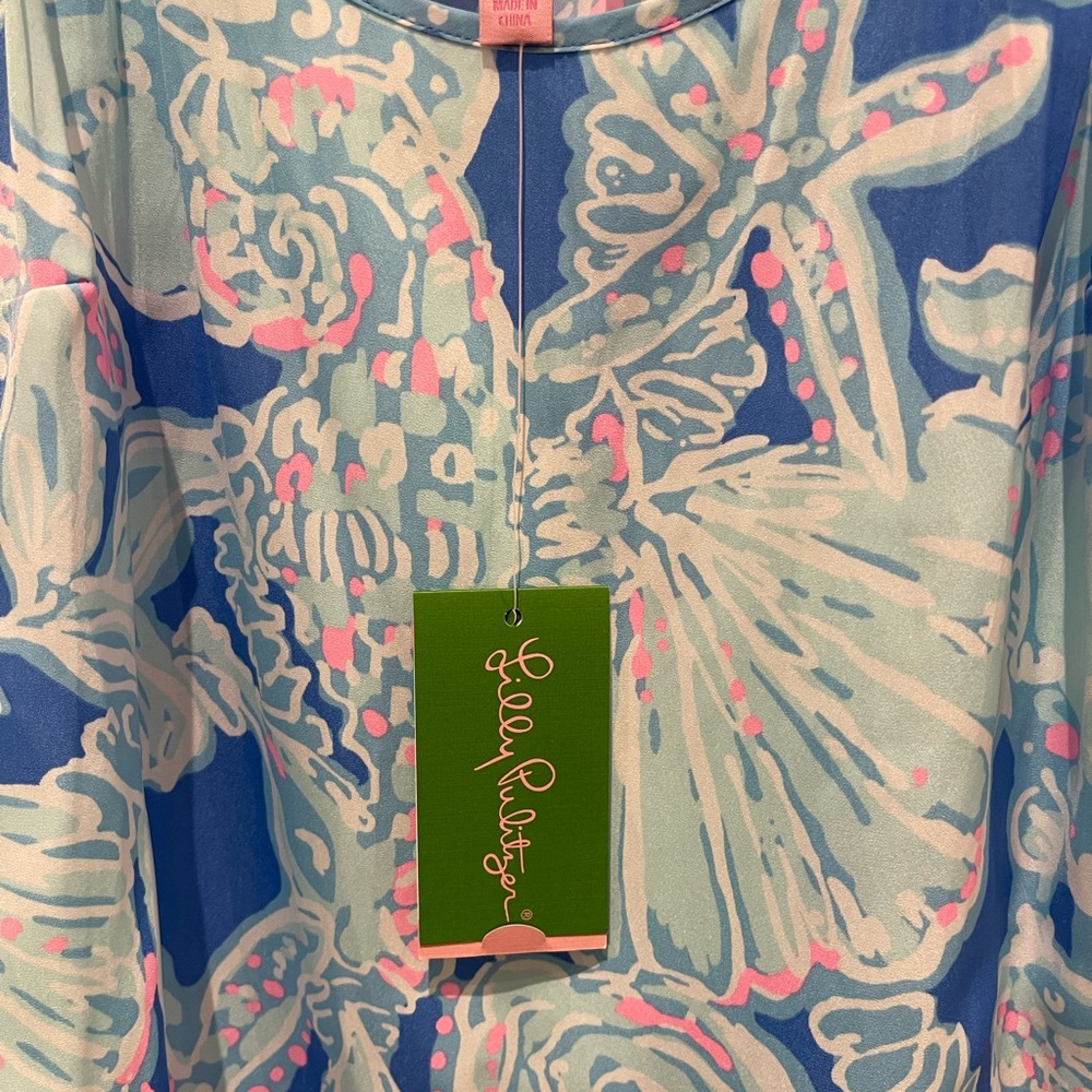 Lilly Pulitzer Size S blue/pink polyester washable with spaghetti straps top.NWT